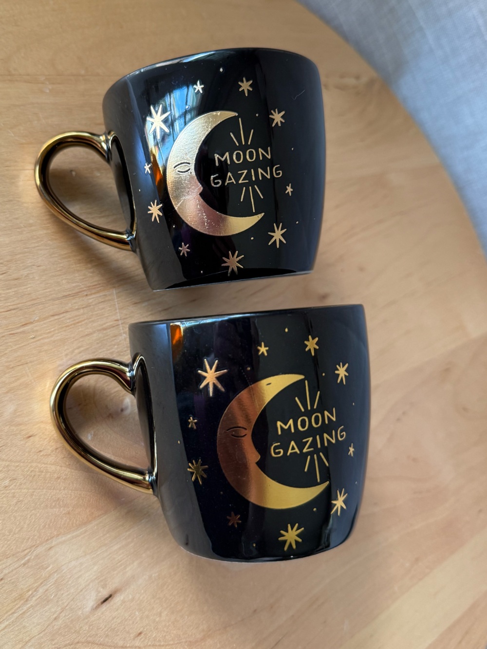 Set of Goddess Provisions 
Lunar & Solar Ceramic Mugs 
Black and Gold
